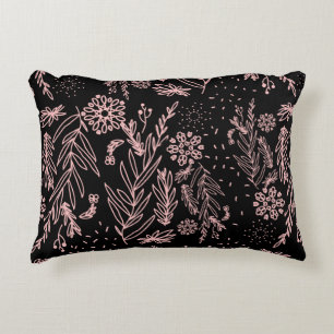 Rose Gold Botanisches Doodle-Muster Dekokissen