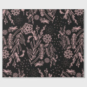 Rose Gold Botanisches Doodle-Muster Geschenkpapier (Flach)