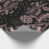 Rose Gold Botanisches Doodle-Muster Geschenkpapier (Ecke)