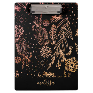 Rose Gold Botanisches Doodle-Muster Klemmbrett