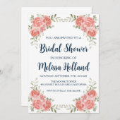 Rose Gold botanisches modernes Brautparty Einladung (Vorne/Hinten)