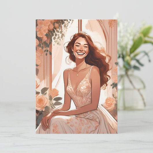Rose Gold botanisches modernes Brautparty Einladung (Stehend Vorderseite)