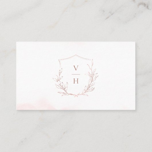 Rose Gold botanisches Wappen Monogramm Brautregist Platzkarte (Rückseite)