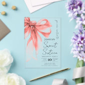 Rose Gold Bow Coquette Script Sweet 16 Party Acryleinladungen (In Situ (Hochzeit))