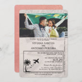 Rose Gold Brasilien Pass Einladung Hochzeitsfeiern (Vorne/Hinten)