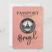 Rose Gold Brasilien Pass Einladung Hochzeitsfeiern (Rückseite)