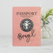Rose Gold Brasilien Pass Save the Date (Stehend Vorderseite)