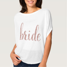 Rose Gold Braut Shirt, Blumen Stil, Glitzer Schrif