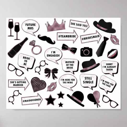 Rose Gold Brautparty Fun Party druckbare Eigenscha Poster (Vorne)