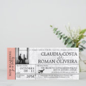 Rose Gold Brazil Wedding Boarding Pass Einladung (Stehend Vorderseite)