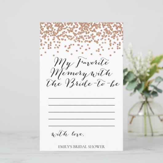 Rose Gold Brida Duschgame - Favorite Memory Card (Stehend Vorderseite)