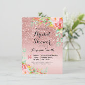 Rose Gold Bridal Dusche Einladung Floral (Stehend Vorderseite)