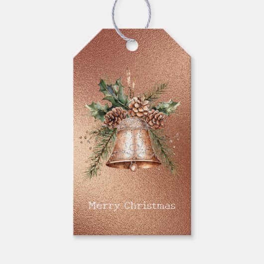 Rose Gold Bronze Weihnachtsglocke Geschenkanhänger (Vorderseite)