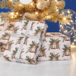 Rose Gold Bronze Weihnachtsglocken Geschenkpapier