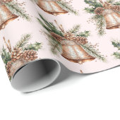 Rose Gold Bronze Weihnachtsglocken Geschenkpapier (Rolleneckpunkt)
