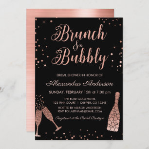 Rose Gold Brunch & Bubbles Brautparty Einladung