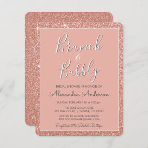 Rose Gold Brunch & Bubbles Brautparty Einladung