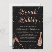 Rose Gold Brunch & Bubbly Brautparty Einladung (Vorderseite)