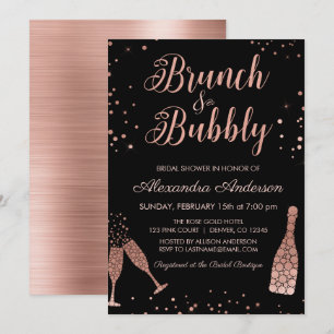 Rose Gold Brunch & Bubbly Brautparty Einladung