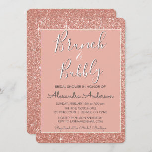 Rose Gold Brunch & Bubbly Brautparty Einladung