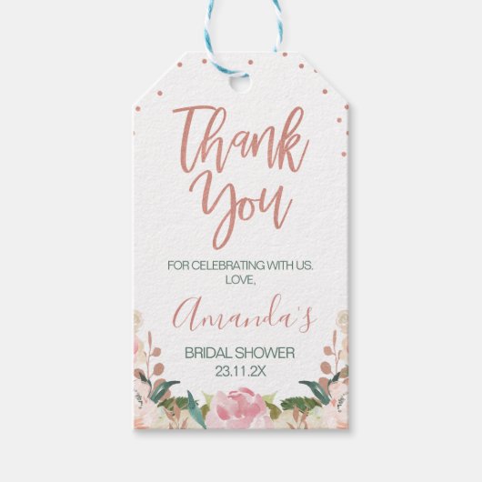 Rose Gold Brunch Bubbly Brautparty Geschenkanhänger (Vorderseite)