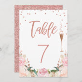 Rose Gold Brunch Bubbly Brautparty Tischnummer (Vorne/Hinten)