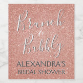 Rose Gold Brunch & Bubbly Brautparty Weinetikett (Einzelnes Label)