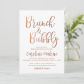 Rose Gold Brunch & Bubbly Bridal Dusche Einladung (Stehend Vorderseite)