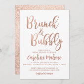 Rose Gold Brunch & Bubbly Bridal Dusche Einladung (Vorne/Hinten)
