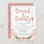 Rose Gold Brunch Bubbly Bridal Dusche Einladungen (Vorne/Hinten)
