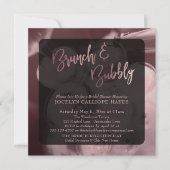 Rose Gold Brunch & Bubbly Champagner Foto Einladung (Vorderseite)