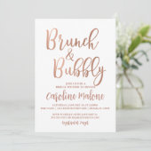 Rose Gold Brunch & Bubbly Dusche Einladung (Stehend Vorderseite)