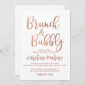 Rose Gold Brunch & Bubbly Dusche Einladung (Vorne/Hinten)