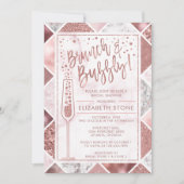 Rose Gold Brunch und Bubbly Invitation, Marmor Einladung (Vorderseite)