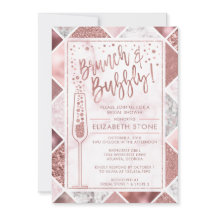 Rose Gold Brunch und Bubbly Invitation, Marmor