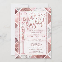 Rose Gold Brunch und Bubbly Invitation, Marmor Einladung