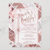 Rose Gold Brunch und Bubbly Invitation, Marmor Einladung (Vorne/Hinten)