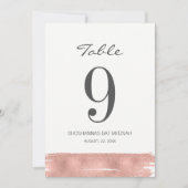 Rose Gold Brush Bat Mitzvah Tischnummer Card (Vorderseite)
