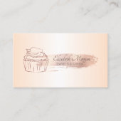 Rose Gold Brush Stroke Glitzer Cupcake Visitenkarte (Vorderseite)