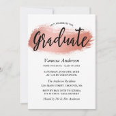 Rose Gold Brush Stroke Graduation Party Einladung (Vorderseite)