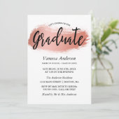 Rose Gold Brush Stroke Graduation Party Einladung (Stehend Vorderseite)