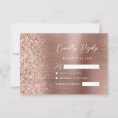 Rose Gold Brushed Glitzer Script Hochzeit RSVP Karte (Vorderseite)