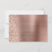 Rose Gold Brushed Glitzer Script Hochzeit RSVP Karte (Rückseite)