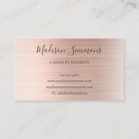 Rose Gold Brushed Glitzer Sparkle Script Visitenkarte (Rückseite)