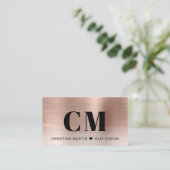Rose Gold Brushed Metal Fett Typografie Monogramm Visitenkarte (Stehend Vorderseite)