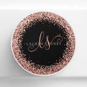 Rose Gold Brushed Metal Glitter Monogram Name Cera Keramikknauf