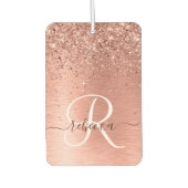 Rose Gold Brushed Metal Glitzer Monogram Name Autolufterfrischer (Vorderseite)