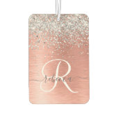 Rose Gold Brushed Metal Glitzer Monogram Name Autolufterfrischer (Rückseite)