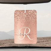 Rose Gold Brushed Metal Glitzer Monogram Name Autolufterfrischer