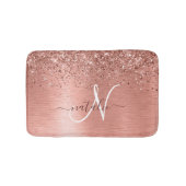 Rose Gold Brushed Metal Glitzer Monogram Name Badematte (Vorderseite)